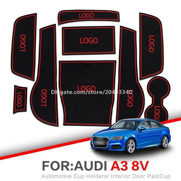 Alfombrilla para ranura de puerta de coche posavasos de agua alfombrillas antideslizantes interiores para Audi A3 2013-2019280H