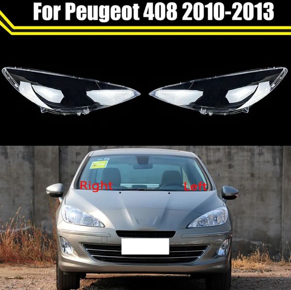 Lámpara de cristal para coche, cubierta de lámpara para faro, tapas de pantalla transparentes para coche, cubierta de lente de faro para Peugeot 408 2010-2013