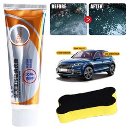 Pâte pour enlever le Film d'huile de verre de voiture, avec brosse éponge, nettoyant pour vitres de pare-brise, ensemble de crème de nettoyage