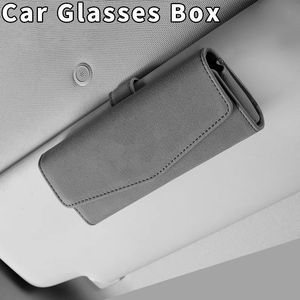 Estuche Universal para gafas de coche, soporte para visera de coche, caja de almacenamiento para gafas de sol, tarjetero con Clip, accesorios interiores de cuero 240118