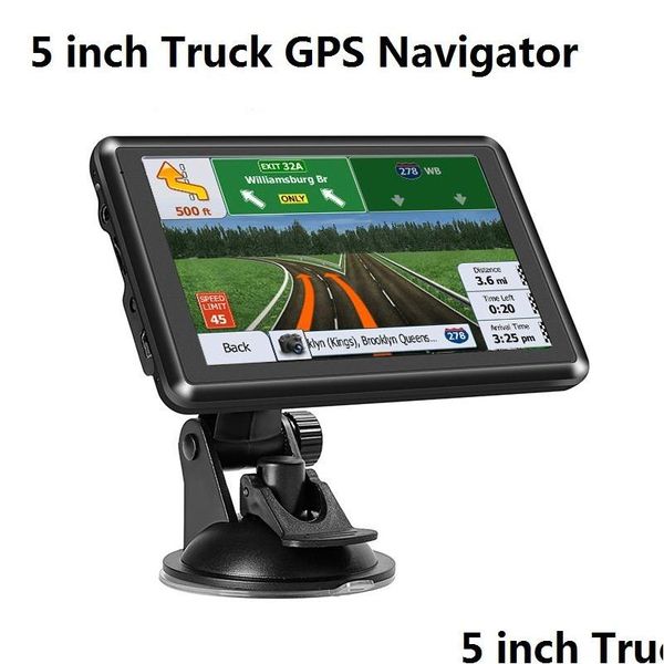 Accesorios GPS para automóviles Navegación por satélite de 5 pulgadas para automóviles Camiones Camión Hgv Autocaravana con Bluetooth Avin Alertas de cámara de velocidad Poi Lane Dhmbg