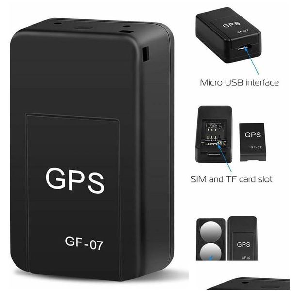 Accessoires GPS de voiture Nouveau Mini Find Lost Device Gf-07 Tracker Suivi en temps réel Anti-vol Localisateur anti-perte Support magnétique puissant Sim Dh6Ox