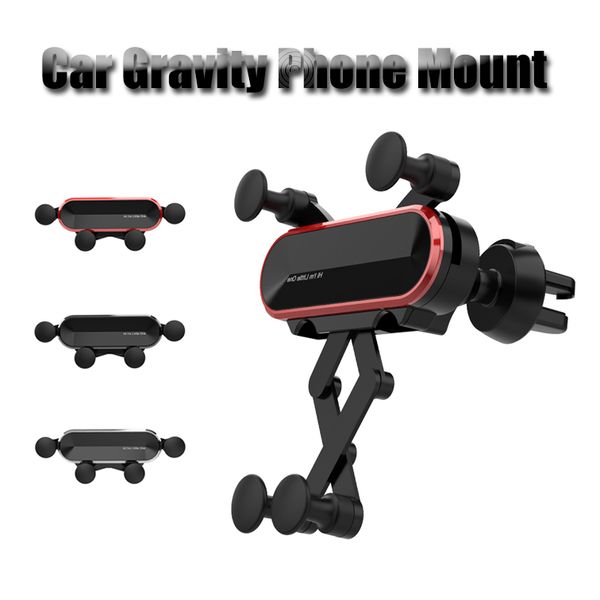 CAR Gravity Telep Monte Mobile Auto retráctil Mini Air Desventer Outlet Clip Topeador de navegación de teléfonos inteligentes Accesorios para interiores en caja minorista