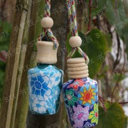 Voiture accrocher décoration céramique polymère argile essence huile bouteille de parfum accrocher corde bouteille vide