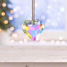 Voiture suspendue pendentif coeur amour cristal à facettes Prism Composant de lustre Suncatcher Aurora Rainbow Home Carcue de voiture