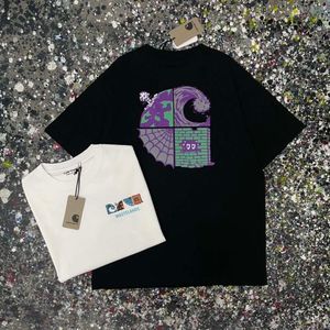 Auto Hart kleurrijke graffiti print klein werkkleding modemerk losse casual heren en dames korte mouwen t-shirts Instagram