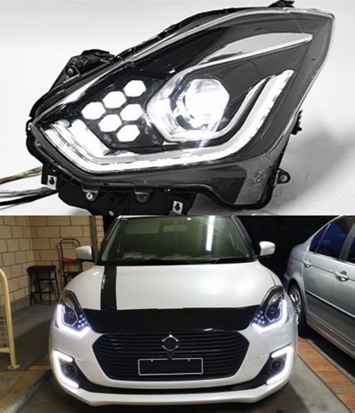 Lampe frontale de voiture pour Suzuki Swift LED Daytime Running Headlight 2018-2022 Turn Signal Light B faisoire Lens