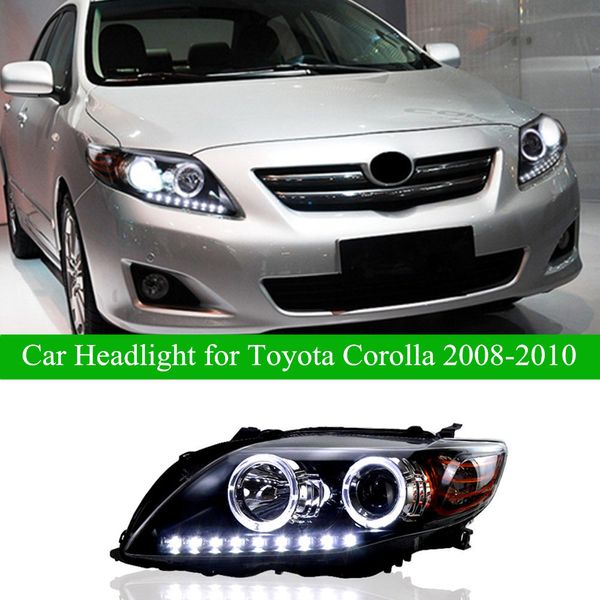 Faro delantero de coche para Toyota Corolla, luz LED de circulación diurna 2008-2010, conjunto de faro de señal de giro dinámico, lente de haz alto