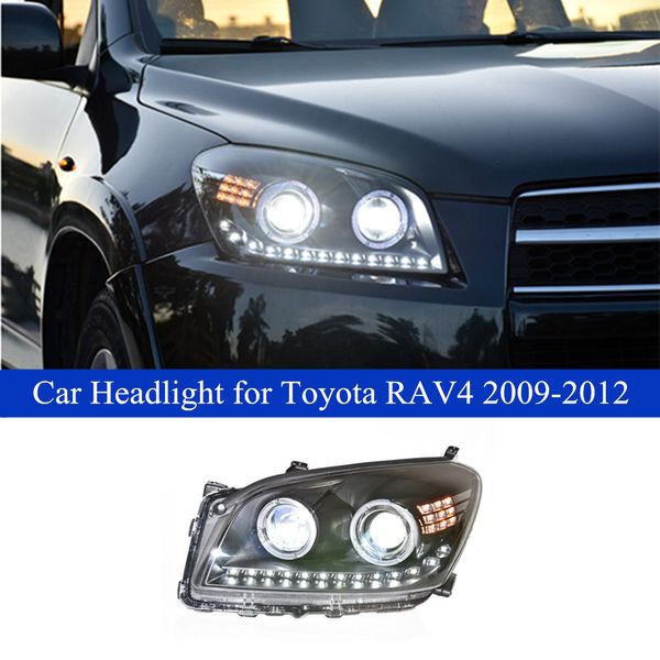 Faro delantero de coche para Toyota RAV4, conjunto de faros LED de circulación diurna 2009-2012, señal de giro dinámica, lente de doble haz, accesorios para automóviles, lámpara