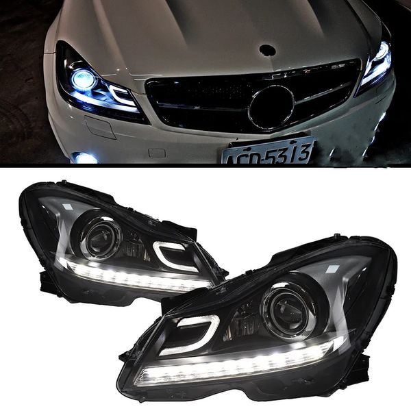 Luz delantera de coche para W204 C200 C300 2011-2013 C estilo faro modificado LED lámparas de xenón faros DRL