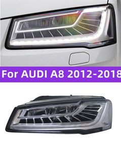 Auto Kopf Lichter Montage Für AUDI A8 2012-20 18 LED Matrix Stil LED Scheinwerfer DRL Dynamische Blinker licht Auto Zubehör