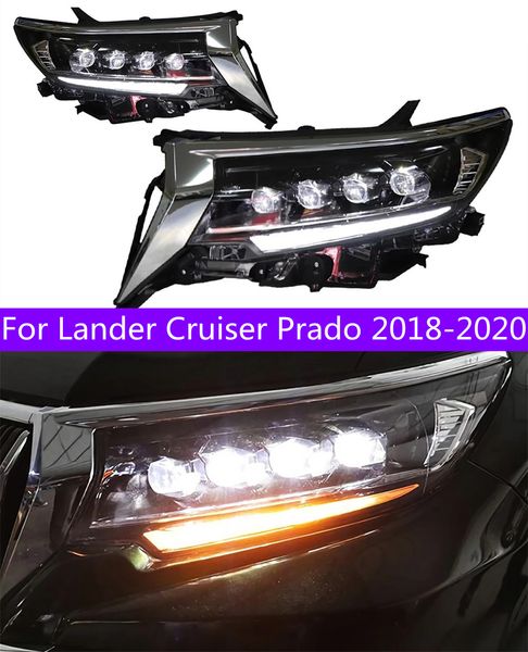 Pièces de phares de voiture pour Lander Cruiser Prado 20 18-20 20 LED, remplacement de phare à 4 lentilles, clignotant diurne DRL