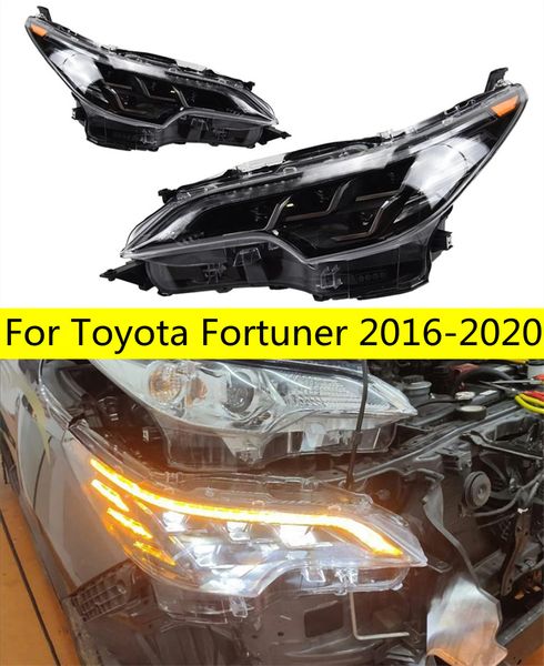 Pièces de phares de voiture pour Toyota Fortuner 20 16-20 20 LED, remplacement de phare matriciel avant DRL, projecteur de lumière diurne, lifting