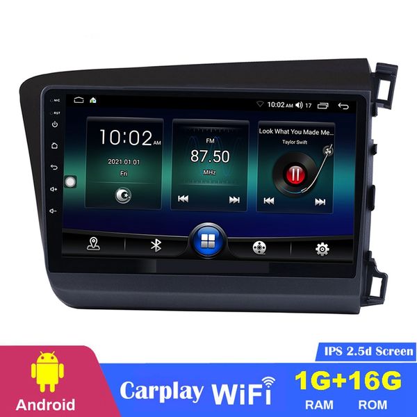 Unidades principales del reproductor estéreo del dvd del coche Android de 9 pulgadas para HONDA CIVIC 2012 Conducción a la derecha con pantalla táctil HD Mirror link