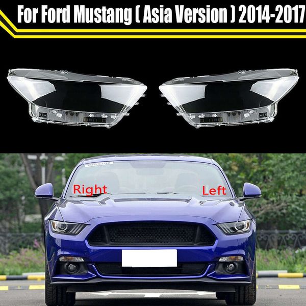 Carcasa de faro de coche, pantalla transparente, cubierta de faro, carcasa de lámpara para Ford Mustang (versión asiática) 2014 2015 2016 2017