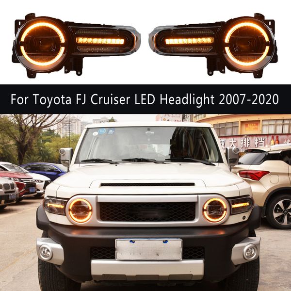 Conjunto de faros delanteros para coche, señal de giro dinámica tipo serpentina para Toyota FJ Cruiser, conjunto de faros LED 07-20, piezas de automóvil, luz de circulación diurna