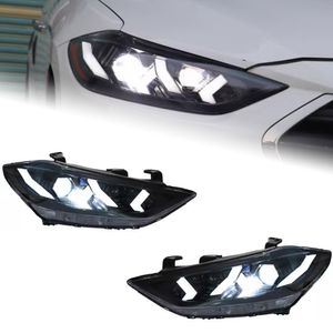 Conjunto de faros delanteros para coche para Hyundai Elantra 20 16-20 20 azul DRL Demon Eye luces LED de señal de giro