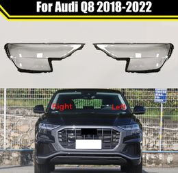 Cubierta de faro de coche para Audi Q8 2018-2022, pantalla de lámpara, cubierta de lámpara, linterna para cabeza, cubiertas, carcasa de lente de cristal