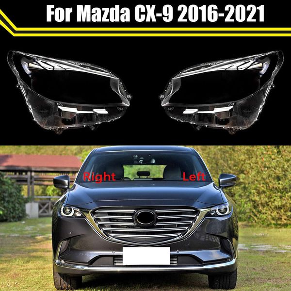 Cubierta de faro de coche para Mazda CX-9 2016 2020 2021, tapas de faros de coche, cubierta de lámpara, linterna para cabeza, cubiertas de lente de cristal