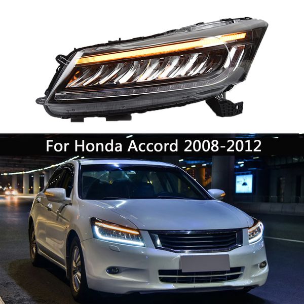 Faro delantero de coche, luz LED de circulación diurna para Honda Accord 2008-2012, luces de cabeza con indicador de señal de giro Dynamic Streamer