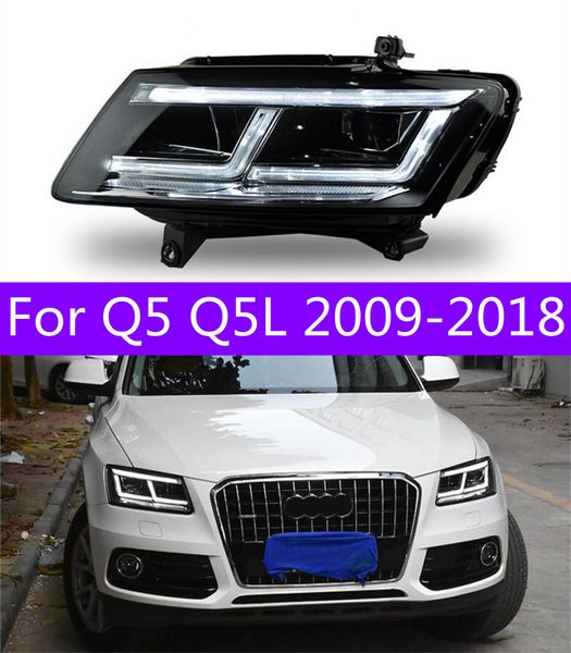 Faros delanteros de coche completas de LED para Q5 Q5L 2009-20 18 luces de circulación diurna DRL azules luces LED de giro bi-xenón