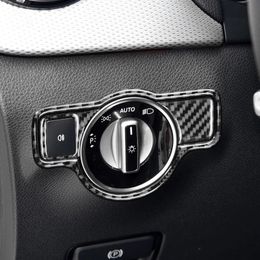 Auto koplamp Schakelaar Cover Koolstofvezelafvoer Auto -sticker voor Mercedes Benz A B C E G Class Cla Gla Gla Gla GLK GL Interior ABS -onderdelen