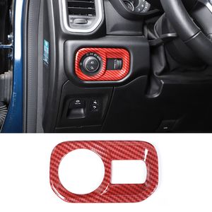 Couvercle de décoration de garniture de commutateur de phare de voiture pour Dodge RAM 1500 18-20 fibre de carbone rouge