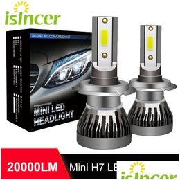 Autokoplampen 1 paar H7 LED -koplamp BB Kit 100W 20000lm Pure White BBS 6000K 12V Koplampen Fog Hoofdlamplampen Drop levering Mob Dhxda