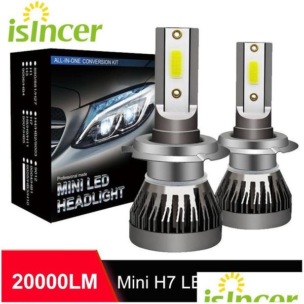 Phares De Voiture 1 Paire H7 Phare Led Bb Kit 100W 20000Lm Blanc Pur Bbs 6000K 12V Phares Antibrouillard Lampe Frontale Lumières Drop Delivery Mob Dhxda