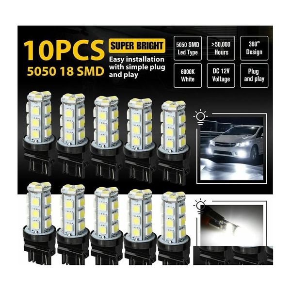 Faros de coche 10 Uds 3157 3156 18Smd freno de marcha atrás/parada/giro trasero luz Led Bb entrega de gota blanca móviles motocicletas Ligh Dhbri