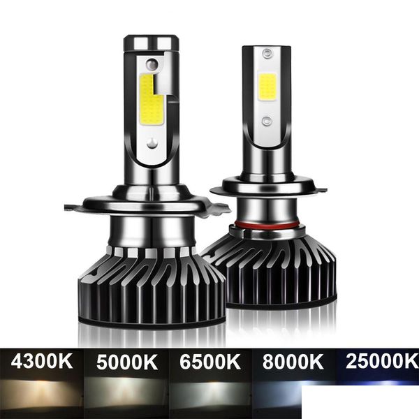 Faros de coche 1 par 80W 14000Lm Haedlight H4 H7 H1 LED H8 H9 H11 4300K 5000K 6500K 8000K 25000K Luz antiniebla 16000Lm 12V Bb Drop Entregar Otjml