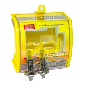 Phares de voiture 2 pièces (1 paire) 12V 100W H1 ampoule halogène jaune 3000K phare en verre de quartz lumière automatique lampe antibrouillard au xénon + boîte d'emballage de vente au détail