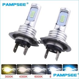 Phares De Voiture 2Pcs H11 Led H4 H7 H1 H8 H9 H16 H3 Hb4 Hb3 9005 9006 Phare Bb 3000K Jaune 6000K Blanc 6500K 12000K Bleu Glacé Csp Dhxbb