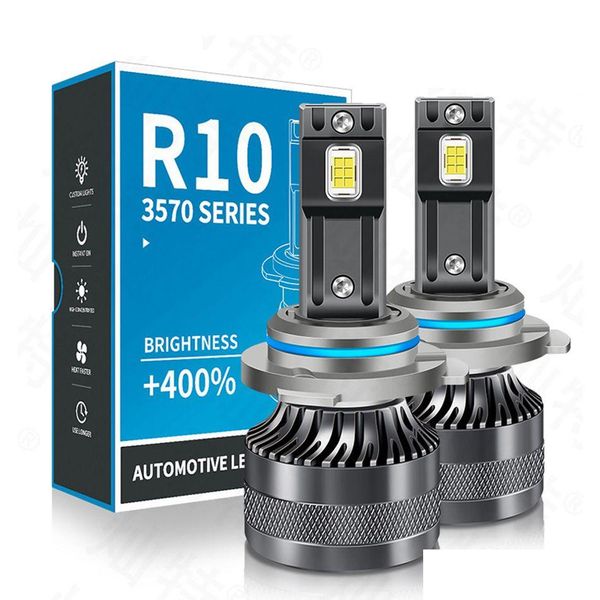 Faros de automóviles 2 unids H4 H7 H8 30W LED Faro H9 H11 H3 9005 9006 12V Luz de niebla Lámpara H1 Turbo 10000Lm 6000K Estilo R10 Drop Delive Dhkd6