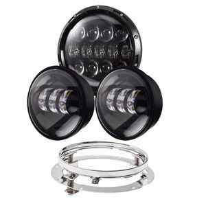 Auto koplampen 4 stks 7 inch LED-koplamp met Amber Lighting Angel Eye 4.5 inch Mistlamp Montagebeugel Ring