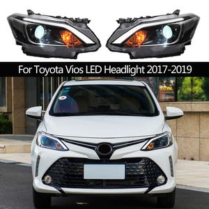 Conjunto de faros de coche, luces de circulación diurna con animación de inicio DRL azul para Toyota Vios, faro LED, señal de giro dinámica, lámpara frontal