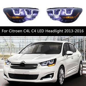 Conjunto de faros de coche dinámico indicador de señal de giro tipo Streamer para Citroen C4L C4 faro LED luces de circulación diurna lámpara frontal