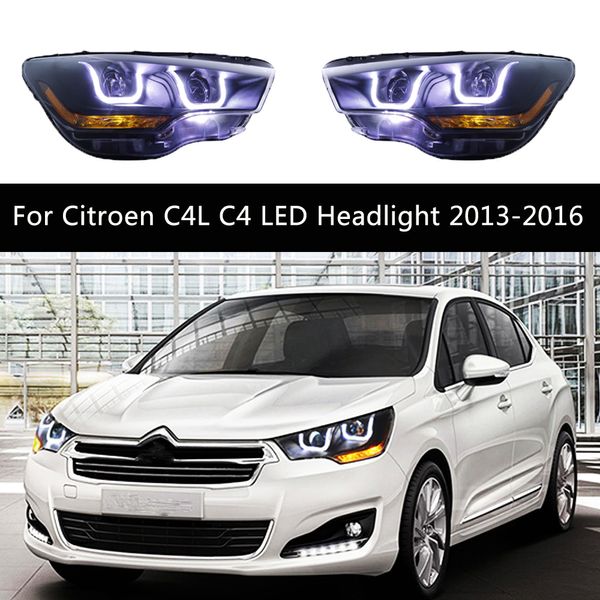 Phares de voiture assemblage dynamique Streamer clignotant indicateur pour Citroen C4L C4 phare LED feux de jour lampe avant
