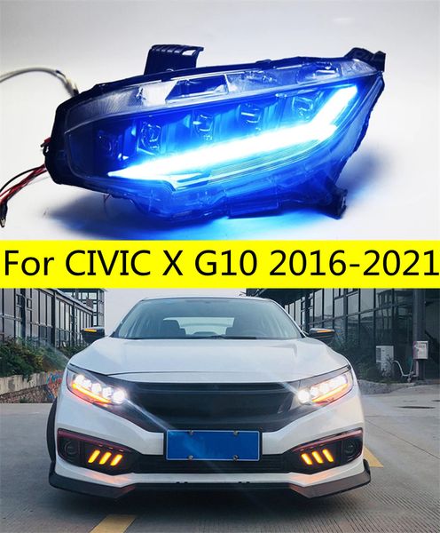 Ensemble de phares de voiture pour Honda CIVIC X G10 20 16 – 2021 Civic LED, feux de route, feu avant antibrouillard, Signal DRL