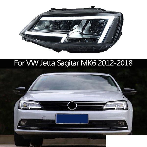 Faros de coche Faros de coche Led señal de giro Streamer dinámico para Vw Jetta Sagitar Mk6 Drl luz de circulación diurna faro delantero Dhphy