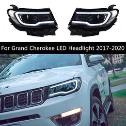 Auto -koplampen DRL overdag hardlooplichten voor Grand Cherokee LED -koplamp Dynamische streamer draai signaal hoofdlamp