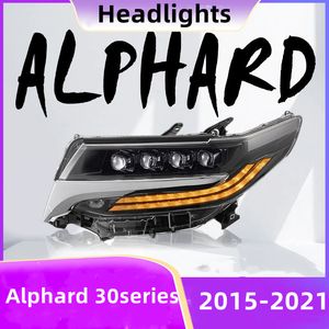 Faróis de carro para Alphard 30 Series 20 15-20 21 Atualização estilo 4 olhos DRL lâmpada frontal sinal de corrida farol