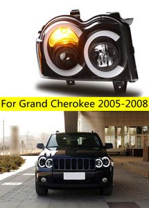 Phares de voiture pour Grand Cherokee phare LED 2005-2008 V2 projecteur phares feux de route ange oeil clignotant