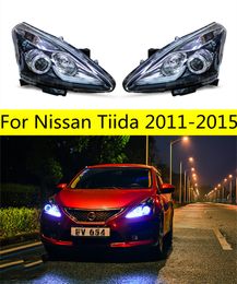 Auto Koplampen Voor Nissan Tiida 20 11-20 15 Led Koplamp Hoge Dimlicht Running Lights Drl Fog hoofd Lamp Accessoires