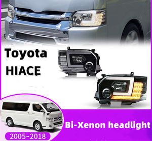 Phares de voiture pour Toyota hiace 2005-20 18 feux diurnes DRL phare LED Bi ampoule xénon Signal antibrouillard