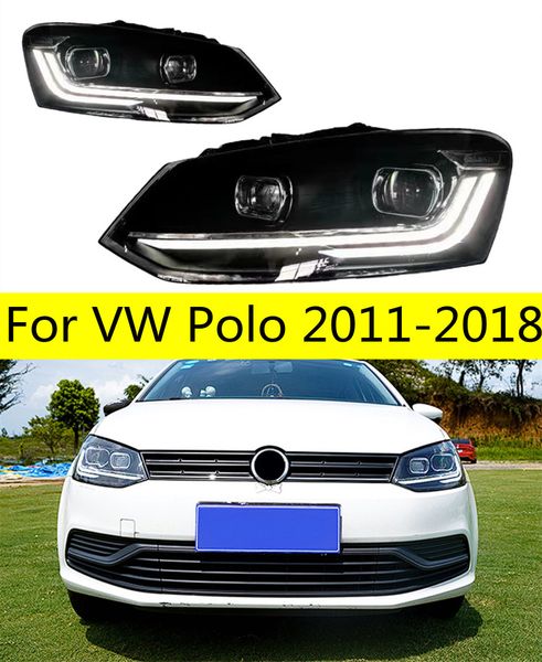 Faros delanteros de coche para VW Polo 20 11-20 18, faros delanteros de repuesto de estilo 2022, luz LED de circulación diurna de haz bajo