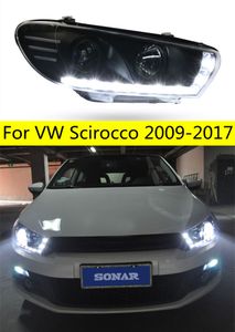 Phares de voiture pour VW Scirocco 20 09-20 17 phare LED DRL feux de route lentille feux de route ange oeil lampe frontale