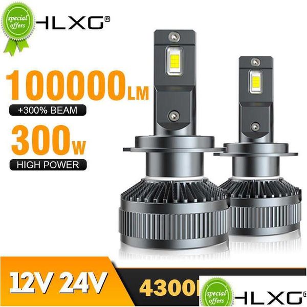 Faros de coche H7 LED Canbus 300W 100000Lm H4 H11 H1 Hb3 9005 Hb4 H8 Hir2 9012 Bi faro Bb motocicleta 6000K 4300K 12V 24V Hlxg 2 Dhhsf