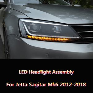 Auto -koplampen LED Daytime Running Light DRL -verlichtingsaccessoires voor Jetta Sagitar MK6 Dynamische streamer Turn Signal High Beam Angel Eye Projector Lens