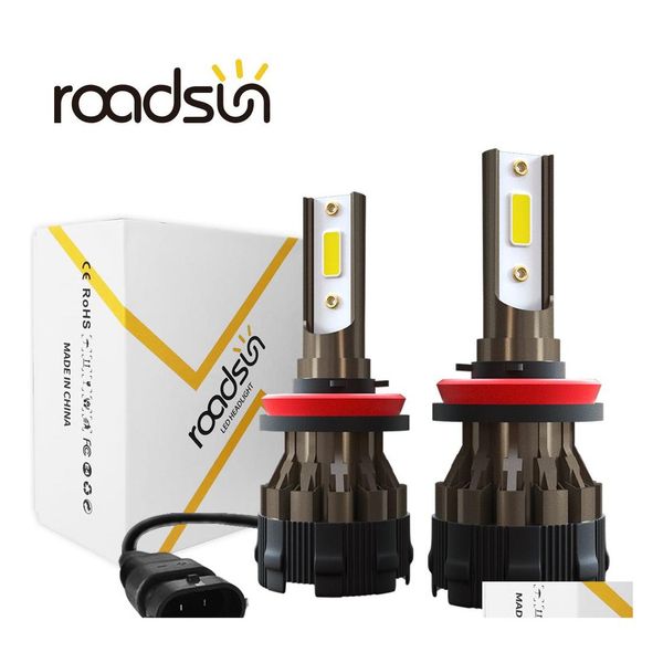 Faros de coche Roadsun Lights Bbs H4 Led H7 H11 H8 Hb4 H1 Hb3 K2 Faro 72W 8000Lm Estilo 6000K Motivo 12V Drop Delivery Mobiles Dh3Lw